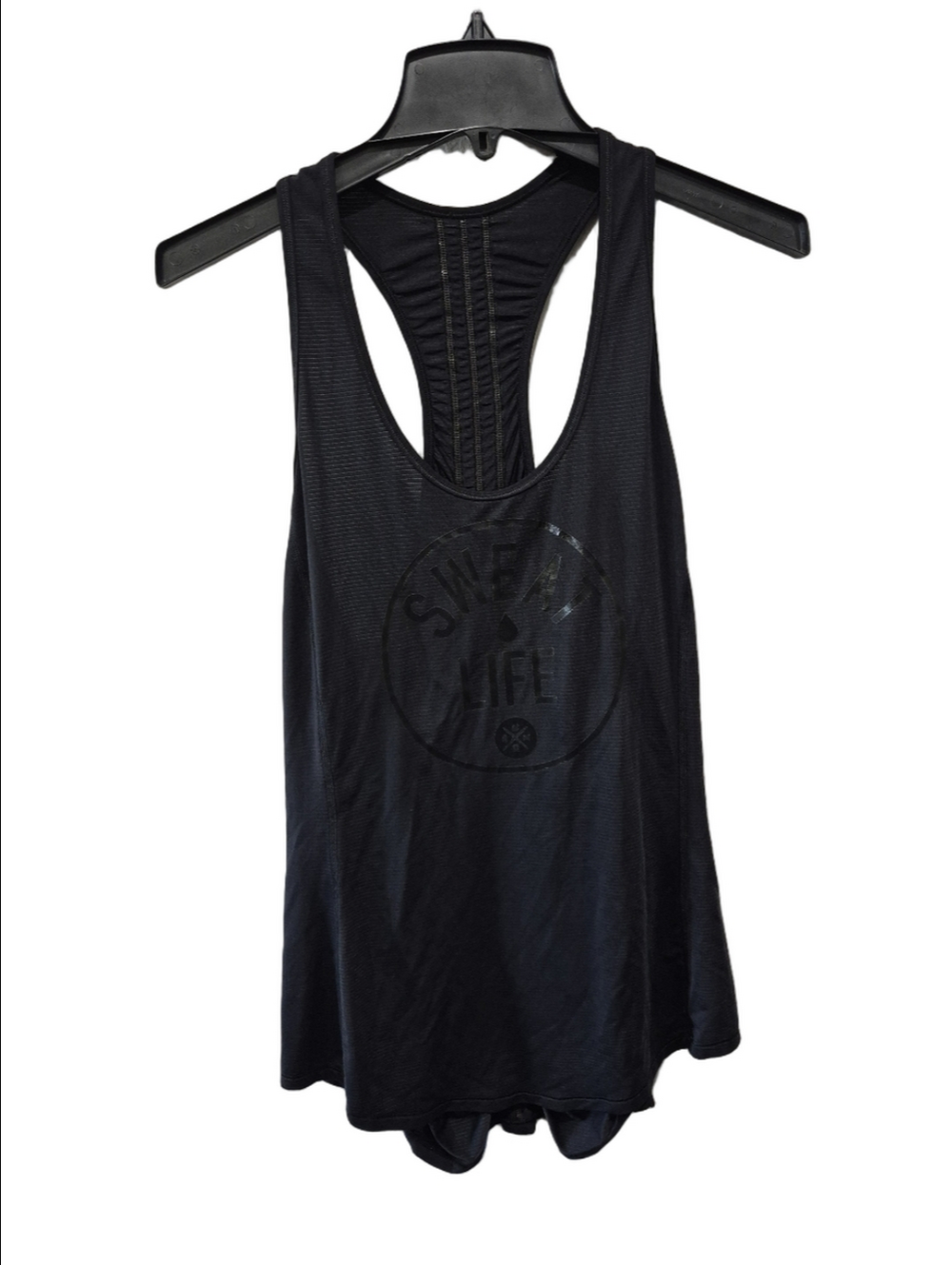 Lululemon Ruched Racerback Tank Top The Sweat Life Graphic Black Size 8